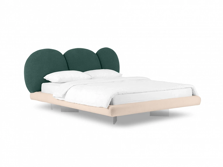 Кровать OgogoHome Targa 160x200 бежевый / зеленый 914821