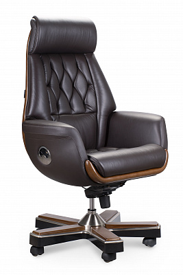 Кресло руководителя Трон коричневая кожа YS1505A-brown