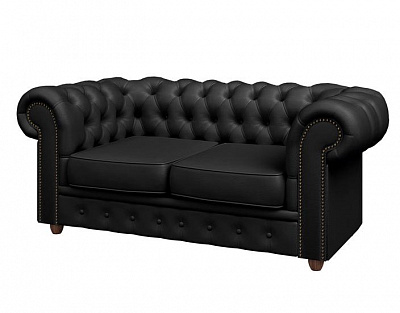Двухместный диван Pointex Тюдор (Tudor) TUD36720001 черный экокожа