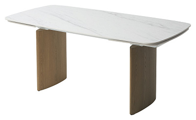 Стол CALVIN / КАЛВИН 180 SEMI-POLISHED SNOW CARRARA SOLID CERAMIC / СЕМИ-ПОЛИШЕД СНОУ КАРРАРА СОЛИД КЕРАМИК / Серый дуб
