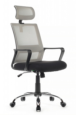 Кресло компьютерное Riva Chair Mint 1029HB черный пластик серый / черный